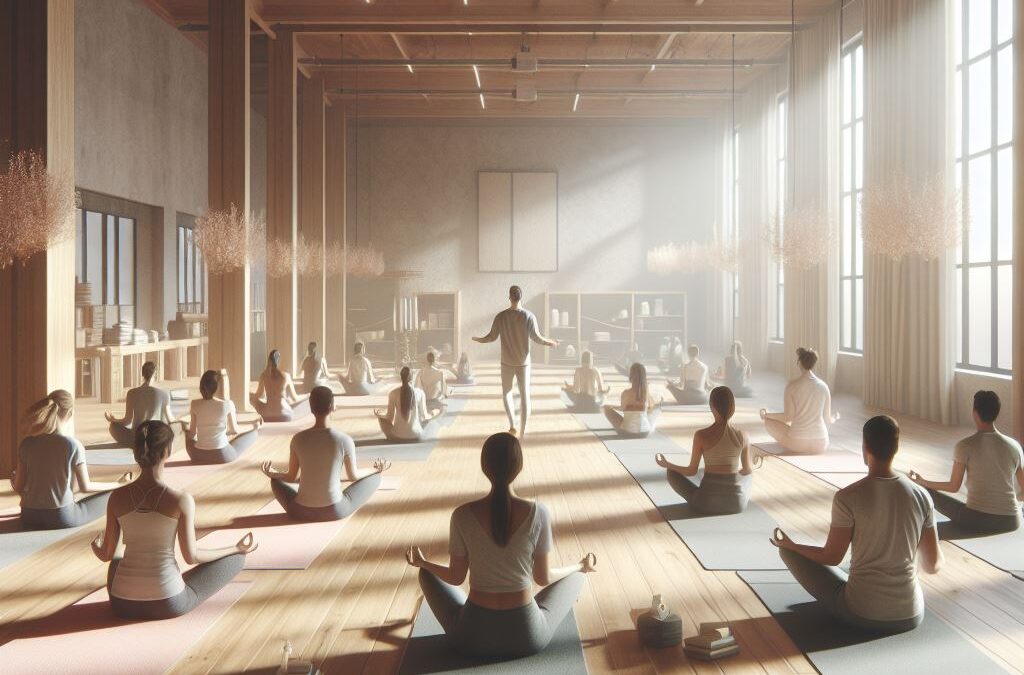 A yoga instructor leading a class in a bright and airy studio.